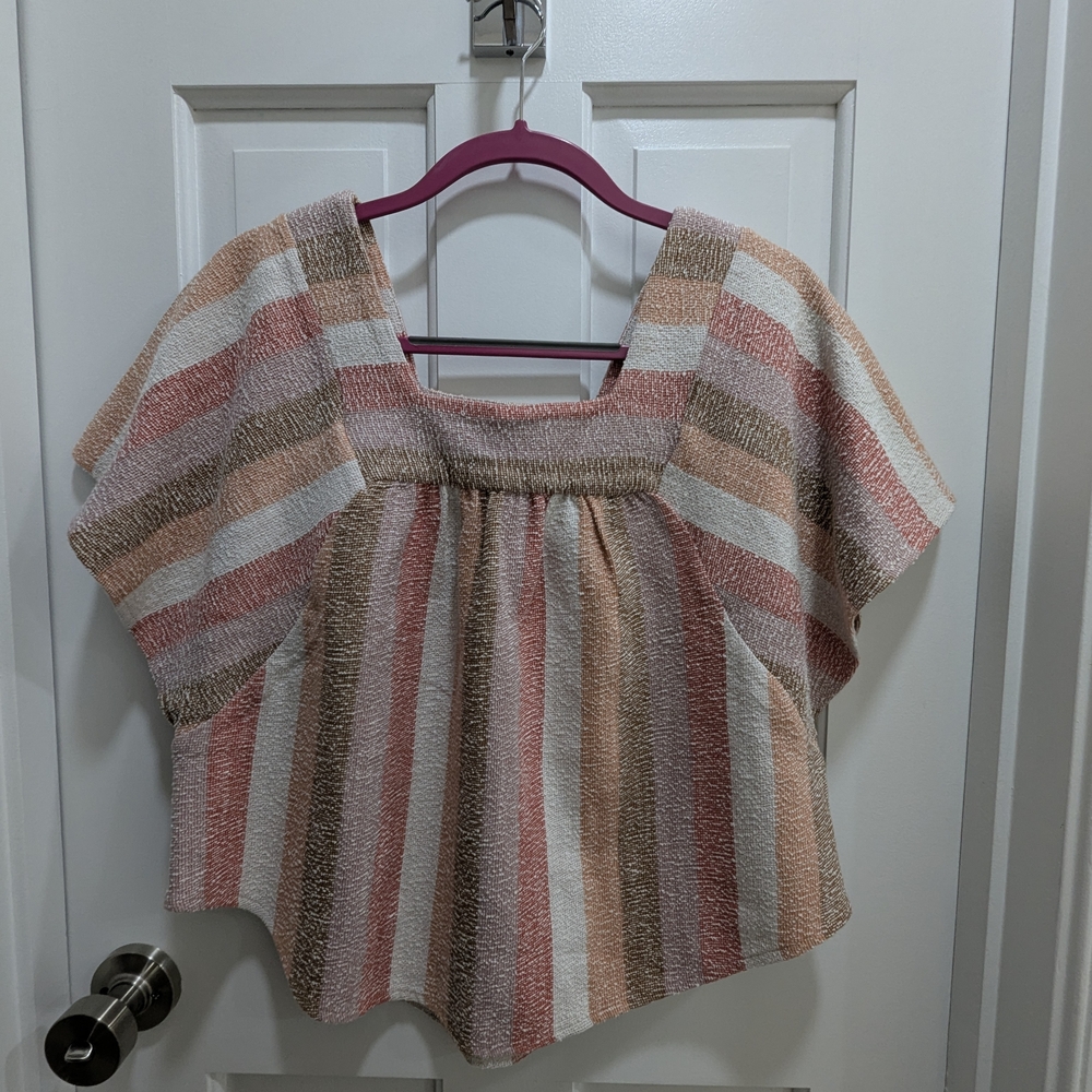Madewell Texture & Thread Butterfly Top Sherbet Stripe Size Small